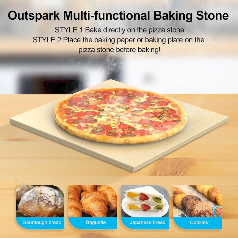 Outspark 13.2" Square Pizza Stone for Ooni Karu 12 Pizza Oven,BBQ Baking Accessories for Ooni Koda Fyra 12 Pizza Oven,Most Similar Size Oven and Grill,Cordierite - Image 5